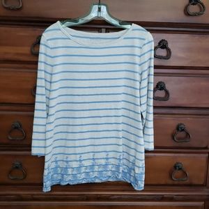 Talbots 3/4 Sleeve Striped Shirt